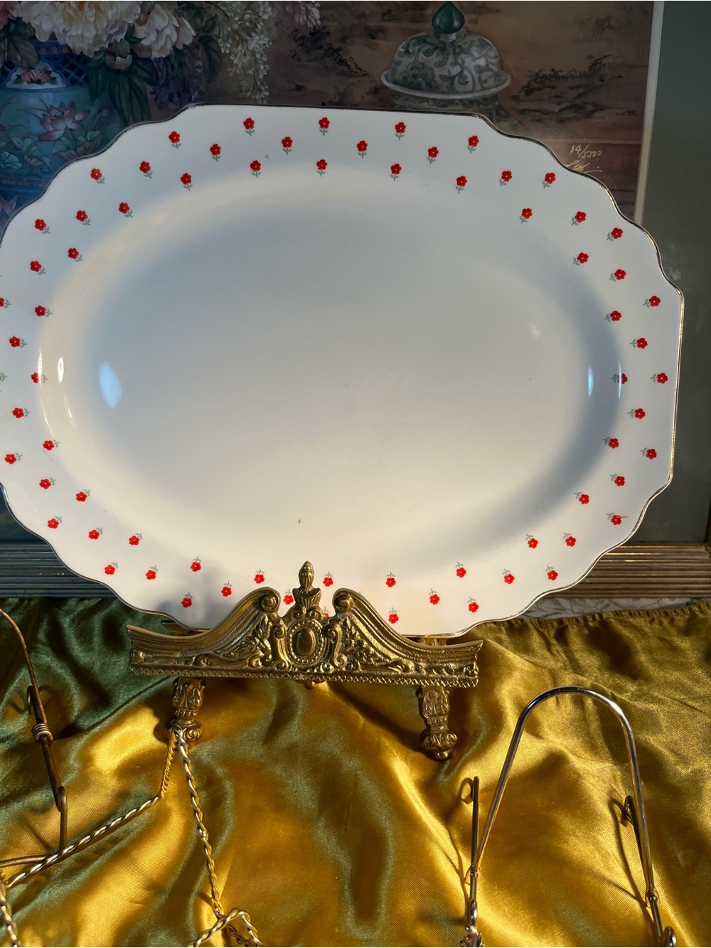 White Porcelain Serving Platter W S George 16” blushing rose platter